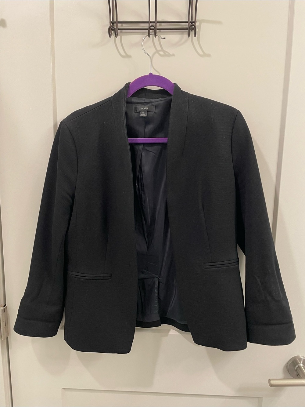 J. Crew Black Open-Front Collarless Blazer